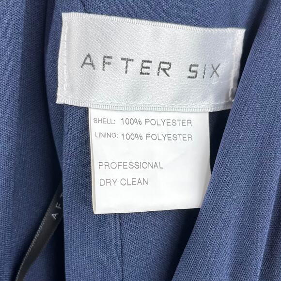 After Six Midnight Navy One-Shoulder Luxe Chiffon Slit Maxi Gown Dress 8 NWT - Picture 5 of 15